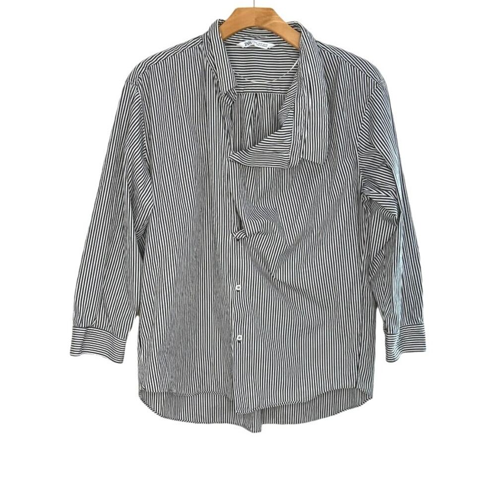 Zara Stripe Button Down Size Medium - image 6